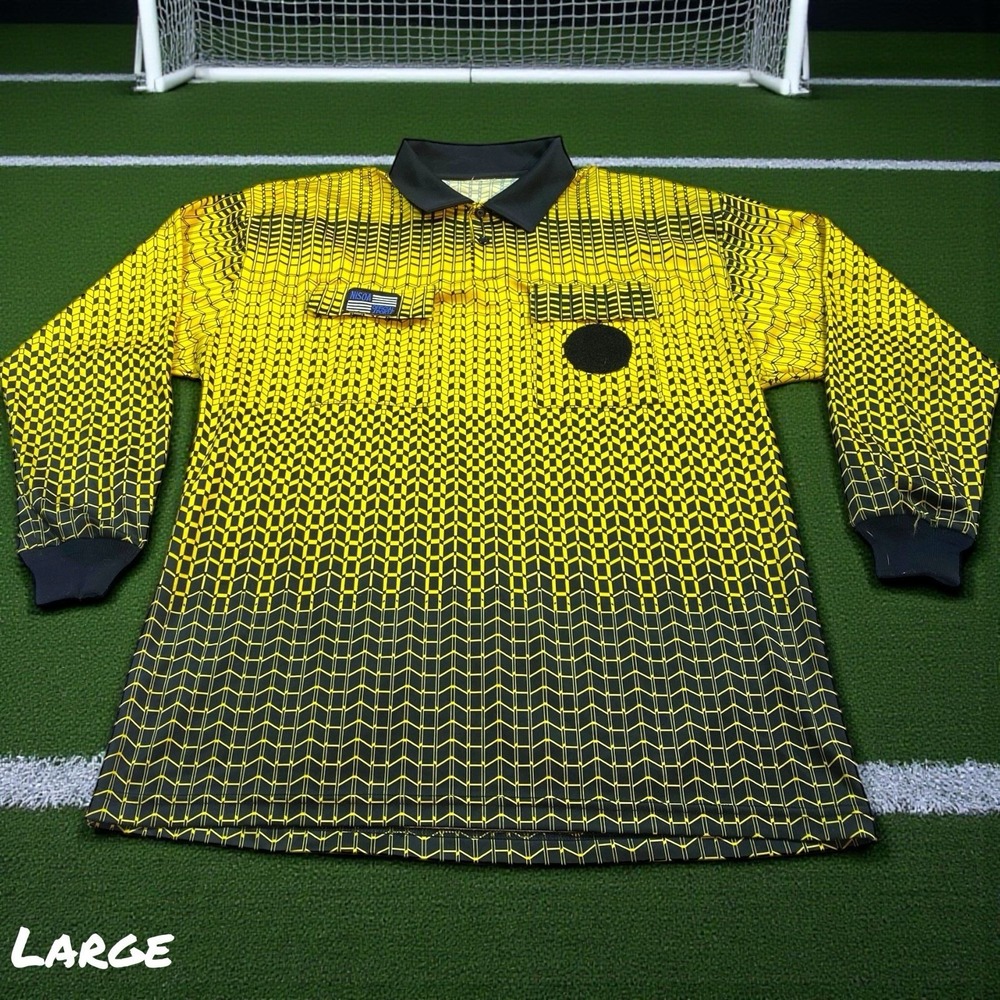Official Sports International NISOA Yellow L Soccer Football Referee Polo Shirt‎